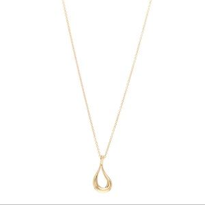 Tiffany & Co 18K Yellow Gold Elsa Peretti Open Tear Drop Pendant Necklace